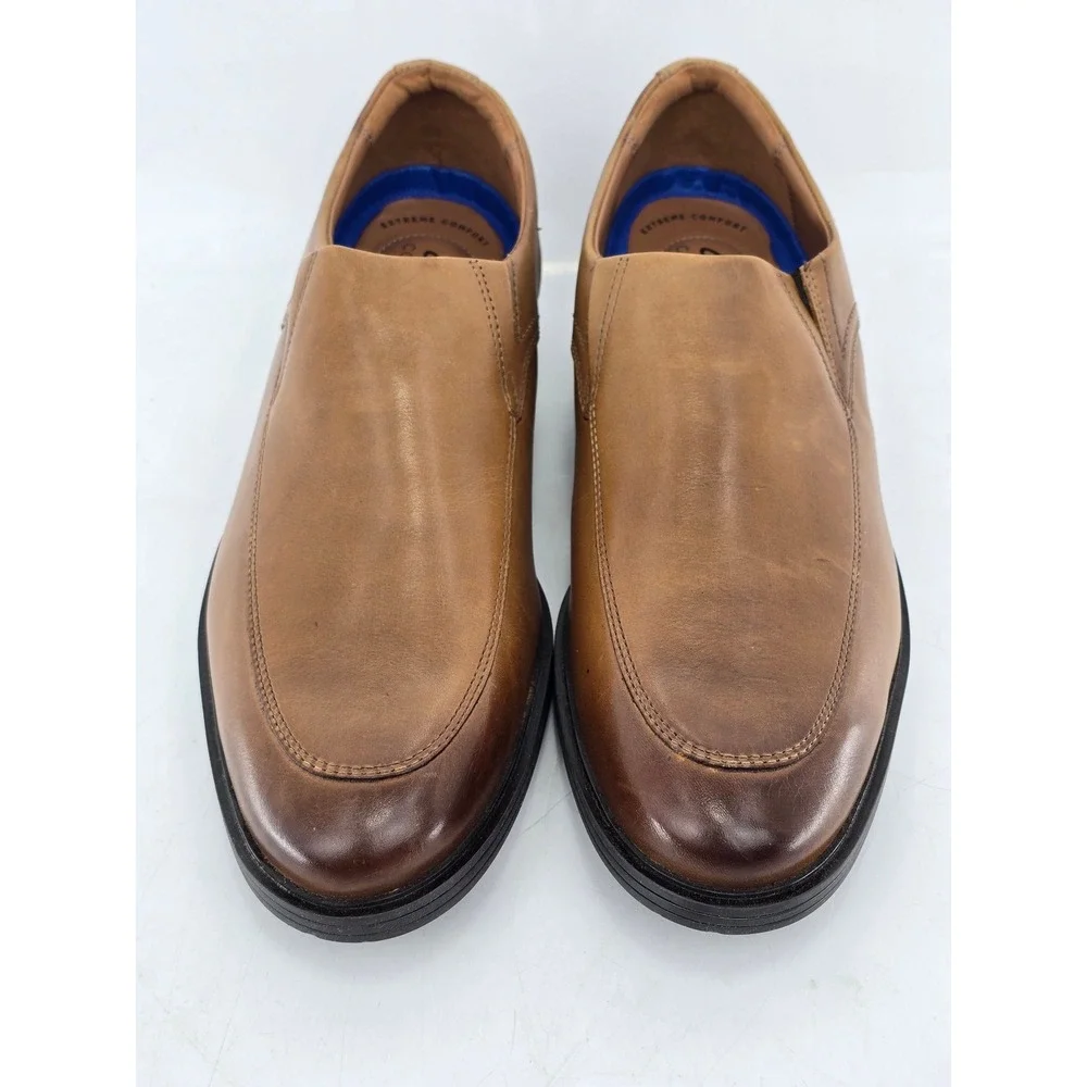 Clarks Whiddon Step Mens Size 13 Tan Leather Slip On Loafers -Excellent